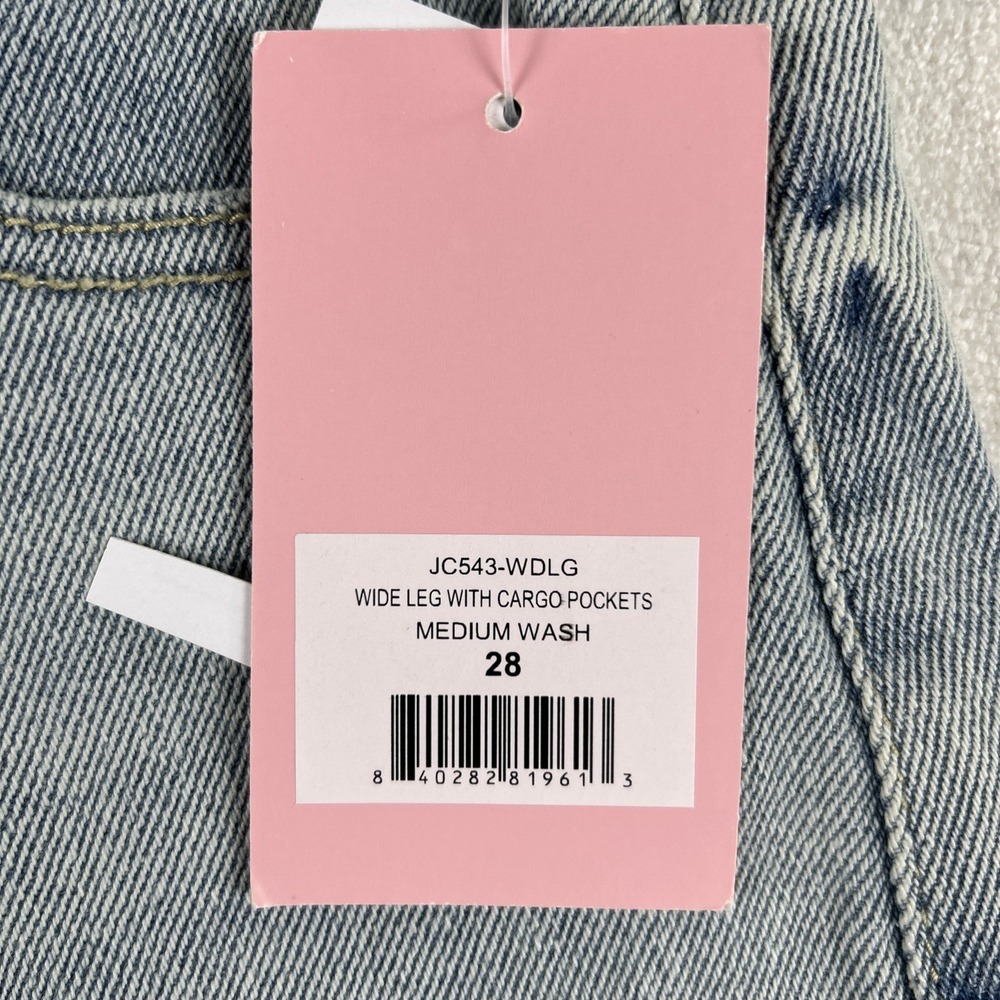 Juicy Couture Lunita Wide Leg Cargo Jeans Size 28 Medium Wash Y2K NWT($110) - Picture 7 of 13
